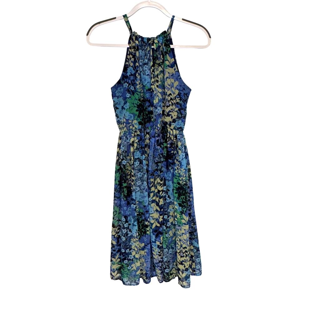 Nicole Miller Studio blue floral dress size 4 - Picture 6 of 14